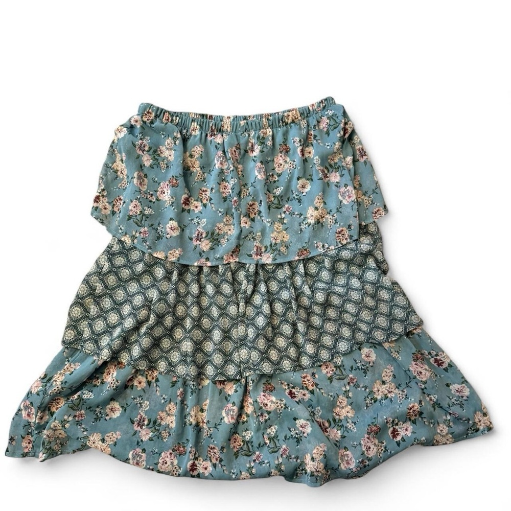 Elegant Floral Maxi Skirt - Teal - Picture 8 of 8